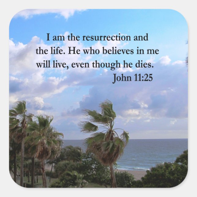 ADESIVO QUADRADO LOVELY JOHN 11:25 FOTO DESIGN (Frente)