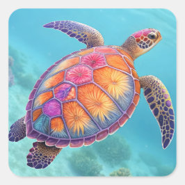 Adesivo Quadrado Lovely Turtle