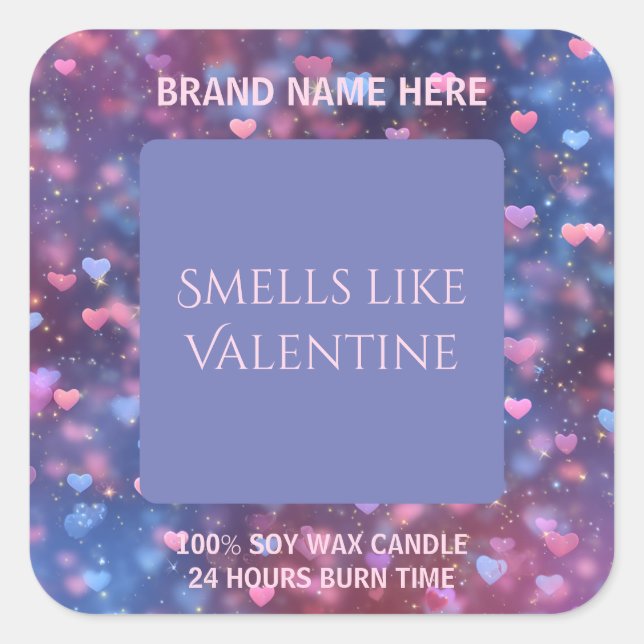 Adesivo Quadrado Lovely Valentine Candle Label Editable Design (Frente)