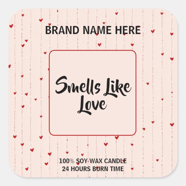 Adesivo Quadrado Lovely Valentine Candle Label With Editable Text  (Frente)