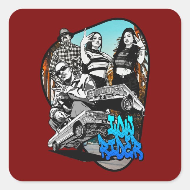 Adesivo Quadrado Lowrider Urban Art – Chicano Streetwear Culture (Frente)