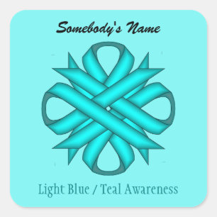 Adesivo Quadrado Lt Blue/Teal Clover Ribbon por Kenneth Yoncich