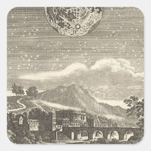 Adesivo Quadrado Lua antiga do renascimento por Allain Mallet