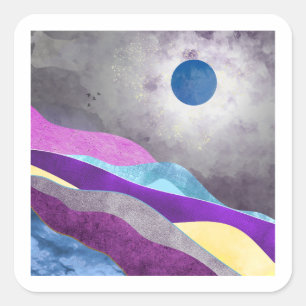 Adesivo Quadrado Lua Azul