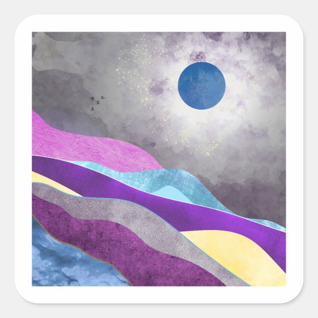 Adesivo Quadrado Lua Azul (Frente)