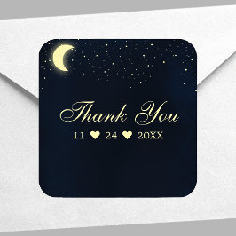 Adesivo Quadrado Lua Celestial Stars Midnight Blue Obrigado