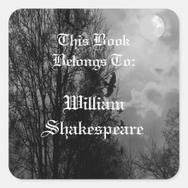 Adesivo Quadrado Lua cheia com rótulo de placa editável Ravens