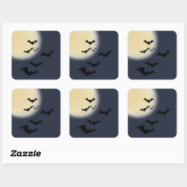 Adesivo Quadrado Lua Cheia De Halloween Com Morcegos