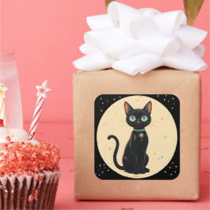 Adesivo Quadrado Lua de Gato Negro Futuro Atômica