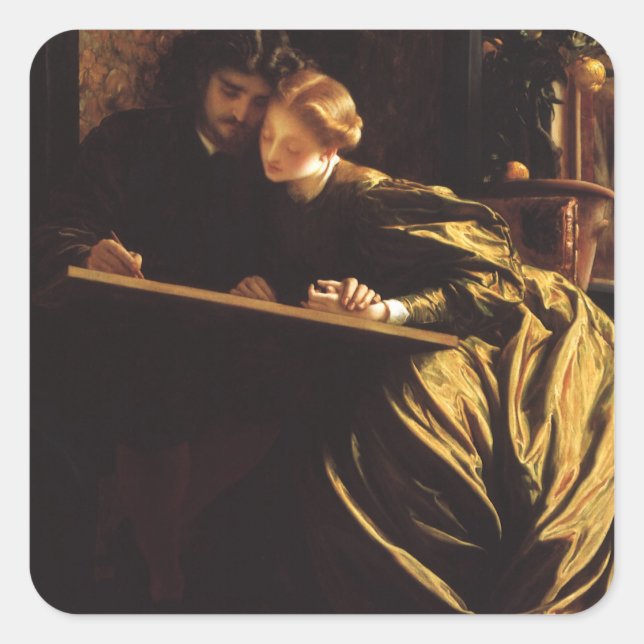 Adesivo Quadrado Lua de mel do pintor por Lord Frederic Leighton (Frente)