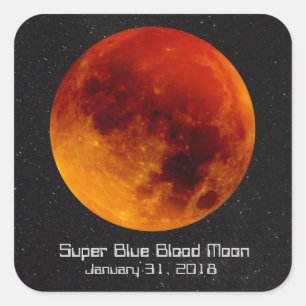 Adesivo Quadrado Lua de Sangue Super Azul 2018