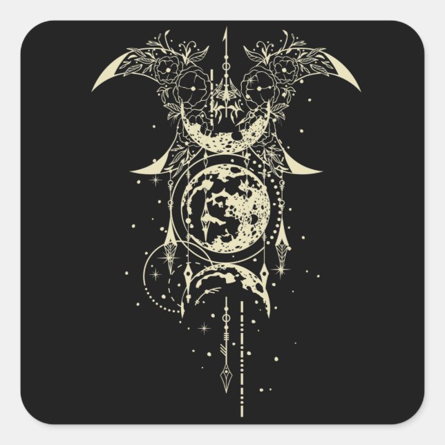 Adesivo Quadrado Lua Mística Geométrica Sagrada (Frente)