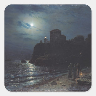 Adesivo Quadrado Lua na borda de um lago, 1870
