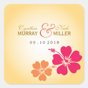 Adesivo Quadrado Luau / HawaiianWedding Sticker