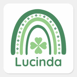 Adesivo Quadrado Lucinda Nome Clover Boho Rainbow