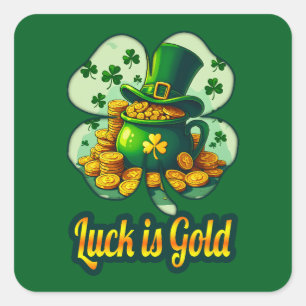 Adesivo Quadrado Luck Is Gold St Patrick’s Day - Autocolante