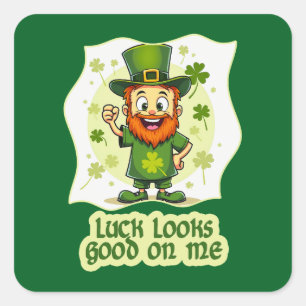 Adesivo Quadrado Luck Looks Good on Me St Patrick’s - Autocolante