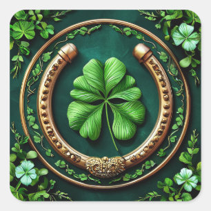 Adesivo Quadrado Lucky Horsfere e Clover Design