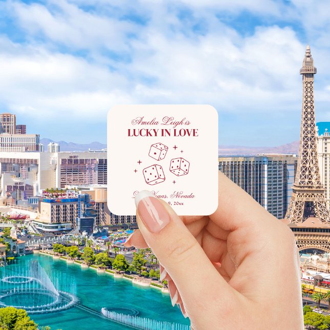 Adesivo Quadrado Lucky In Love Cocktails Bachelorette Weekend (Criador carregado)