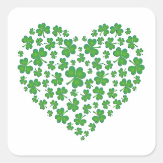 Adesivo Quadrado Lucky Irish Shamrock Heart