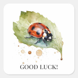 Adesivo Quadrado Lucky Ladybug na Folha