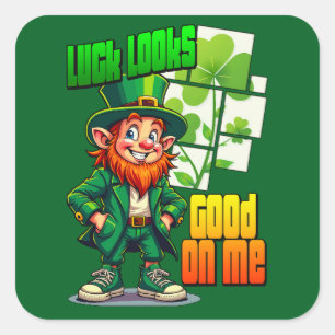 Adesivo Quadrado Lucky Leprechaun St Patrick’s Day - Autocolante