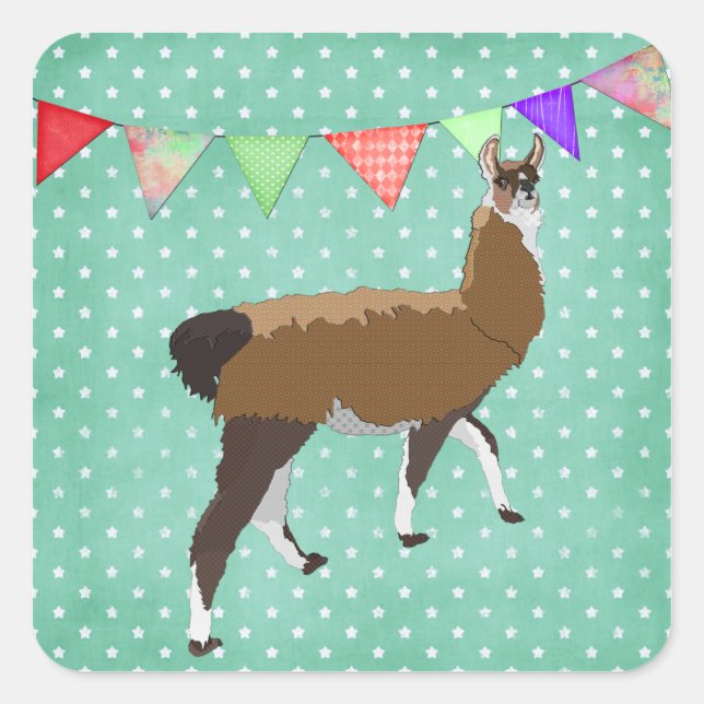Adesivo Quadrado Lucky Llama (Frente)