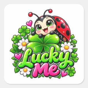 Adesivo Quadrado Lucky Me Joaninha Trevo