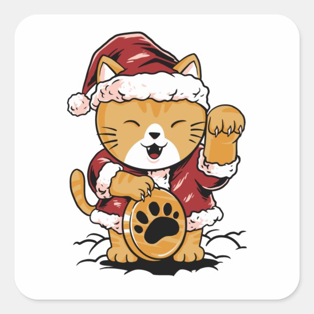 Adesivo Quadrado Lucky Meow (Frente)