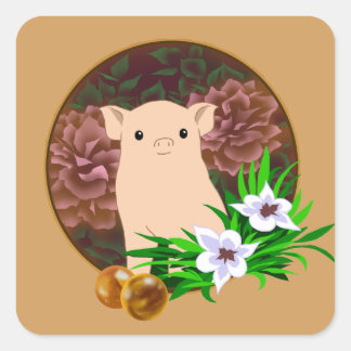 Adesivo Quadrado Lucky Pig