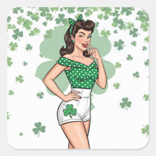 Adesivo Quadrado Lucky Retro Glam