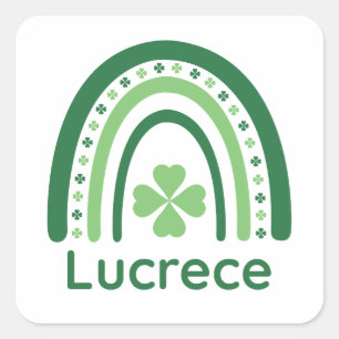 Adesivo Quadrado Lucrece Nome Clover Boho Arco-íris