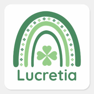 Adesivo Quadrado Lucretia Nome Clover Boho Arco-íris