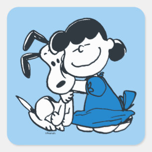 Adesivo Quadrado Lucy Hugging Snoopy