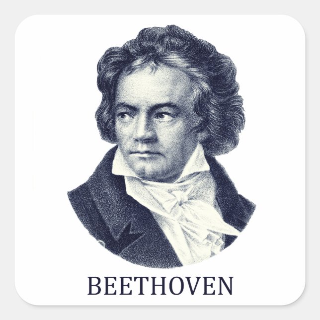 Adesivo Quadrado Ludwig van Beethoven, azul (Frente)