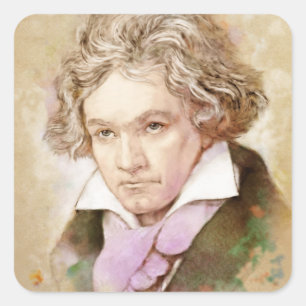 Adesivo Quadrado Ludwig van Beethoven im Aquarell Stil