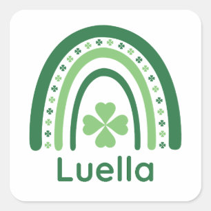 Adesivo Quadrado Luella Nome Clover Boho Arco-íris