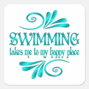 Adesivo Quadrado Lugar feliz da natação