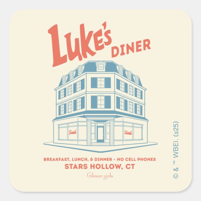Adesivo Quadrado Luke’s Diner Stars Hollow Design (Frente)