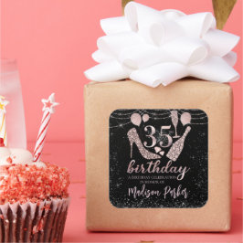 Adesivo Quadrado Lúpulo personalizado 35º Aniversário da Glitter