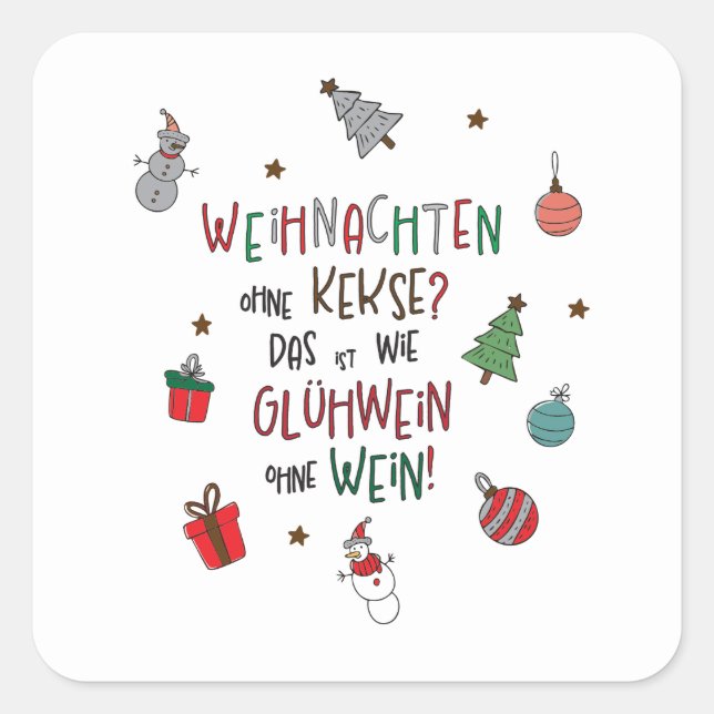 Adesivo Quadrado Lustiger Weihnachtsaufkleber (Frente)