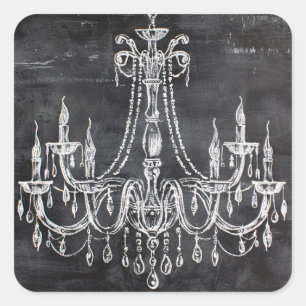Adesivo Quadrado Lustre de Giz Branco Quadro Negro