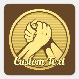 Adesivo Quadrado Luta do braço Dourada