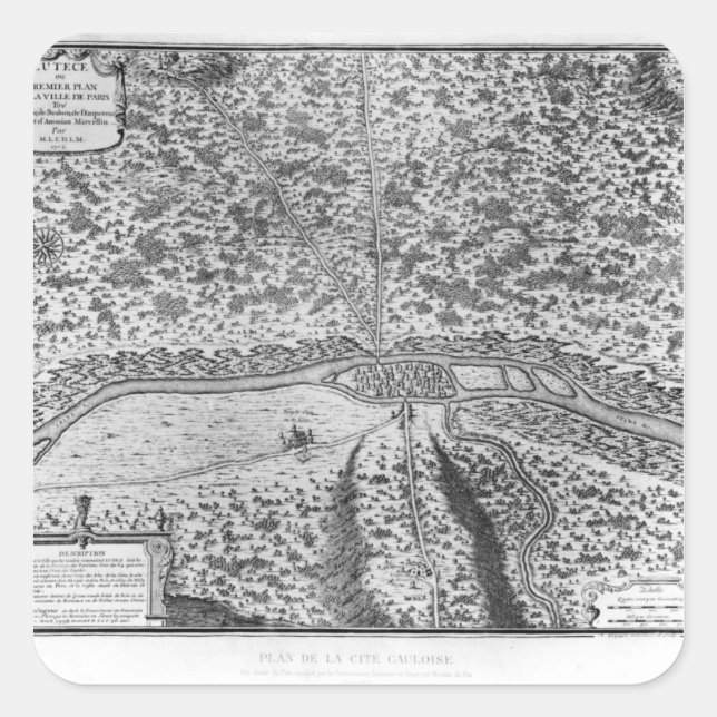 Adesivo Quadrado Lutetia ou o primeiro plano de Paris (Frente)