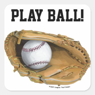 Adesivo Quadrado Luva de beisebol