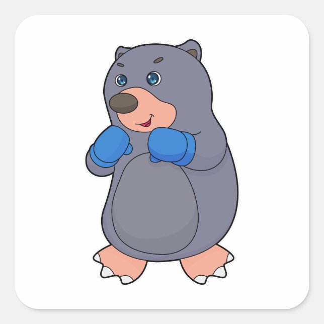 Adesivo Quadrado Luvas de Boxer Boxer Mole (Frente)