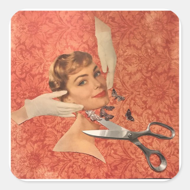 Adesivo Quadrado Luvas para crianças, vinheta engraçada de colagem (Frente)