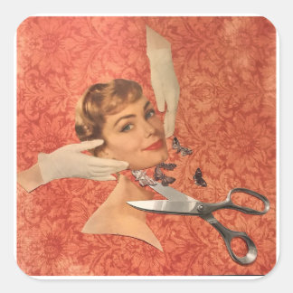 Adesivo Quadrado Luvas para crianças, vinheta engraçada de colagem