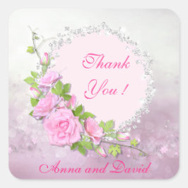 Adesivo Quadrado Luxo Moderno Brilho Floral Adicione Seu Texto