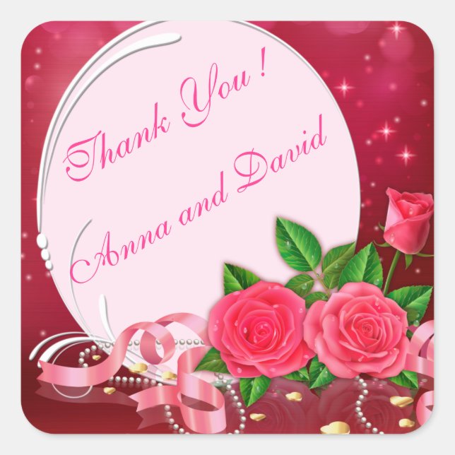 Adesivo Quadrado Luxo Rosa Moderno Adicione Seu Texto (Frente)